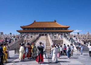Tourists visit the Forbidden City