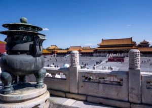 Tourists visit the Forbidden City