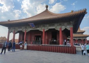 Visitors visit the Hall of Central Harmony